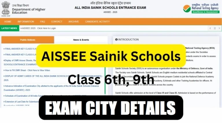 NTA AISSEE 2026 Sainik School Exam